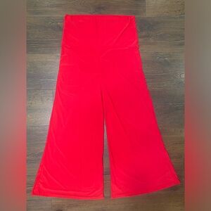 XL red zigzag stripe gaucho wide leg pants with fold over waistband